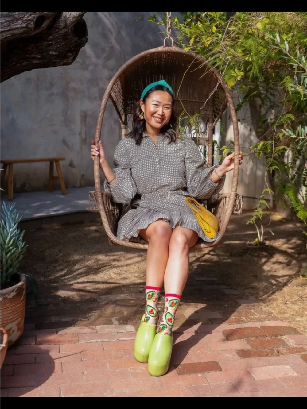Avocado Lover Sheer Crew Print Socks. Price Firm.